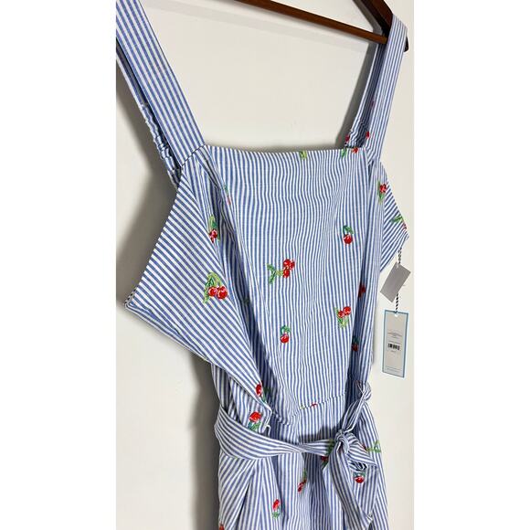 Blue and white Embroidered Cherry Dress Size X-Large - Picture 2 of 7